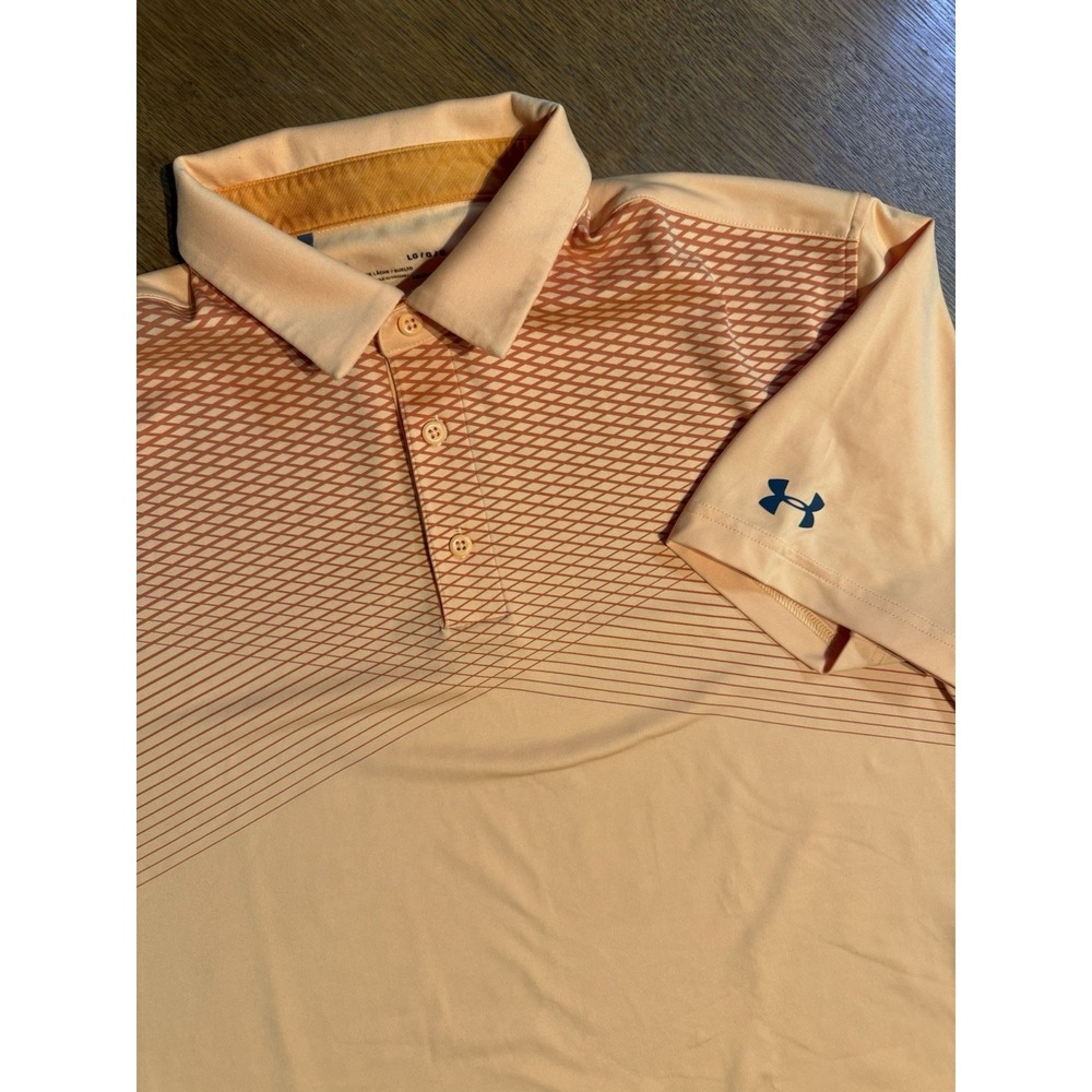 Under Armour HeatGear Polo LG Orange Gradient Geo Stripeโ Golf Shirt Loose Fit
